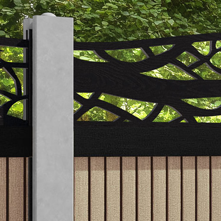 Virtis Twilight Curved Top Fence Panel - Light Oak - for existing concrete posts