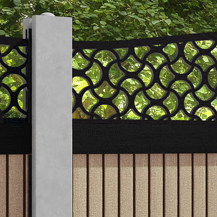 Virtis Vida Curved Top Fence Panel - Light Oak - for existing concrete posts