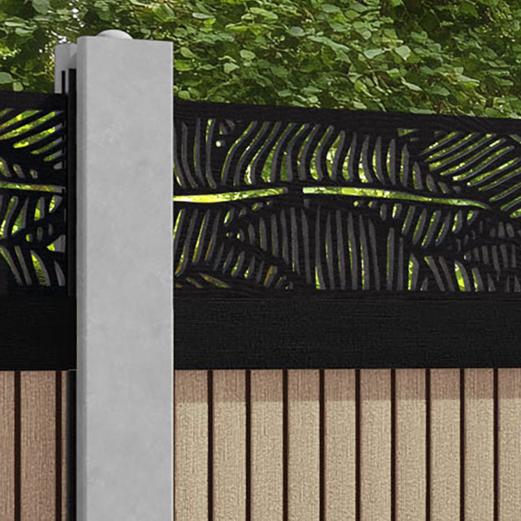 Virtis Feather Fence Panel - Light Oak - for existing concrete posts