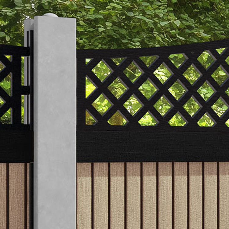 Virtis Oxford Curved Top Fence Panel - Light Oak - for existing concrete posts