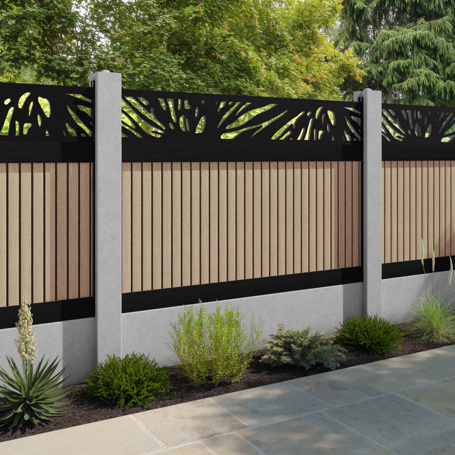 Virtis Poppy Fence Panel - Light Oak - for existing concrete posts