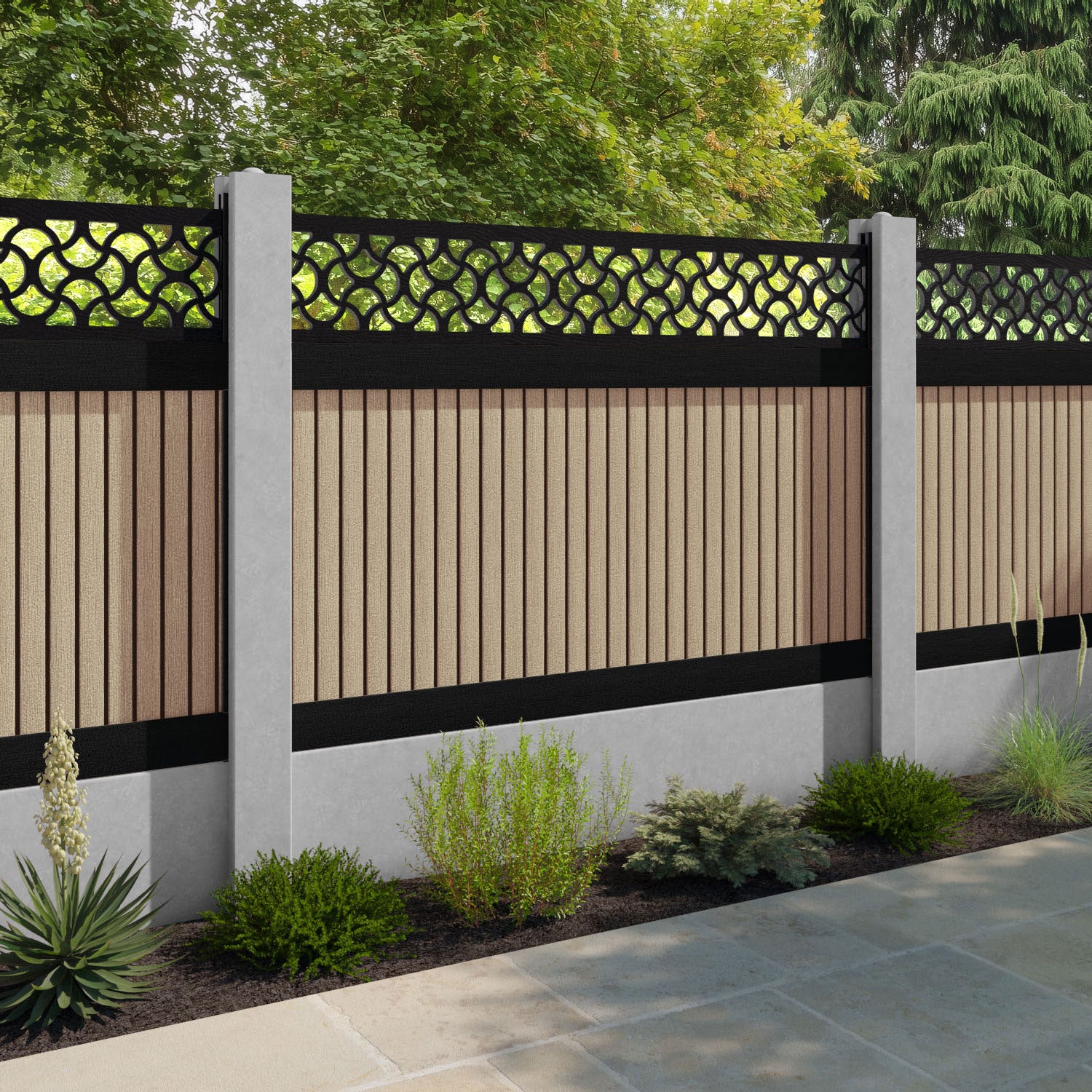Virtis Vida Fence Panel - Light Oak - for existing concrete posts