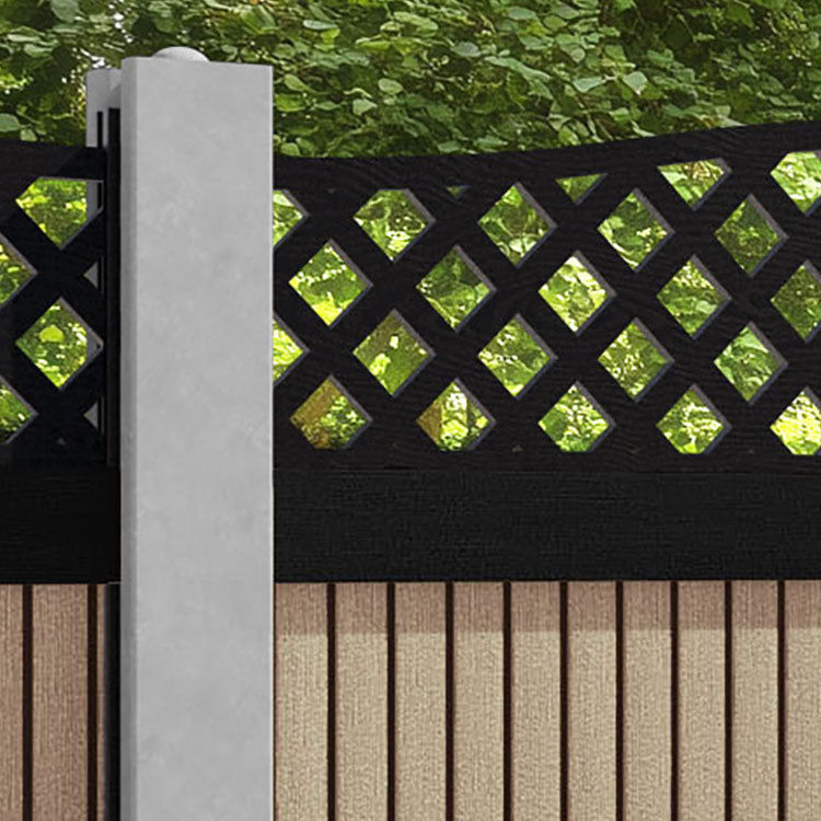 Virtis High Wave Fence Panel - Light Oak - for existing concrete posts