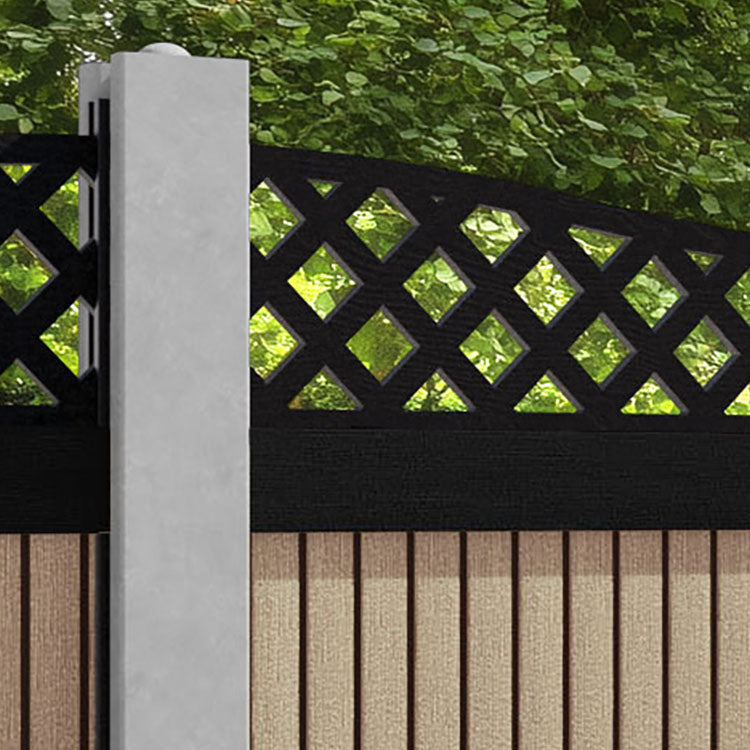 Virtis Low Wave Fence Panel - Light Oak - for existing concrete posts
