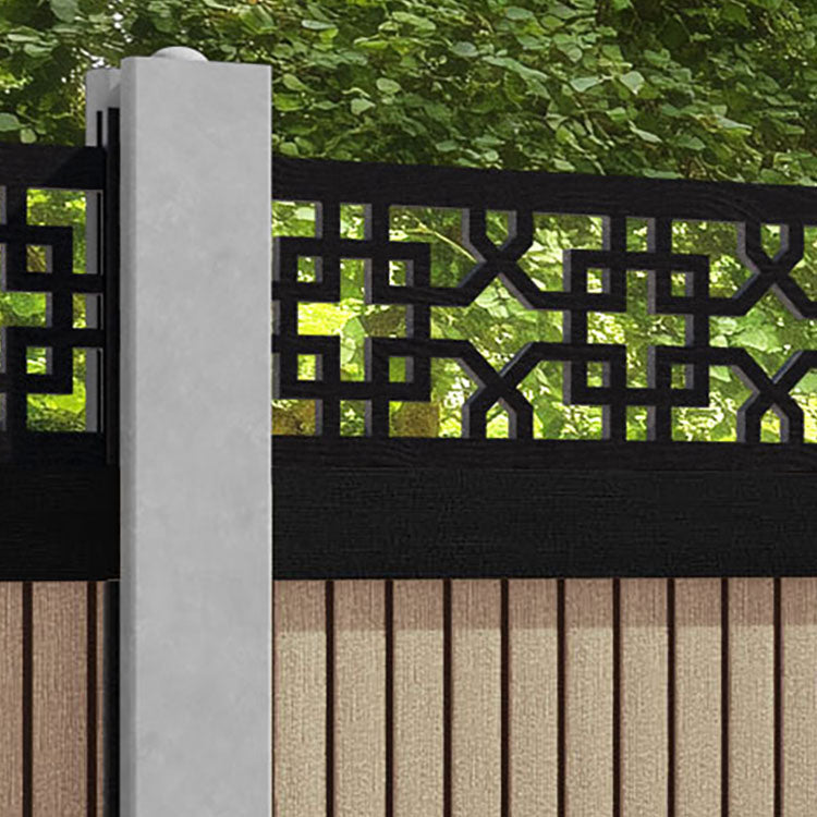 Virtis Zaria Fence Panel - Light Oak - for existing concrete posts