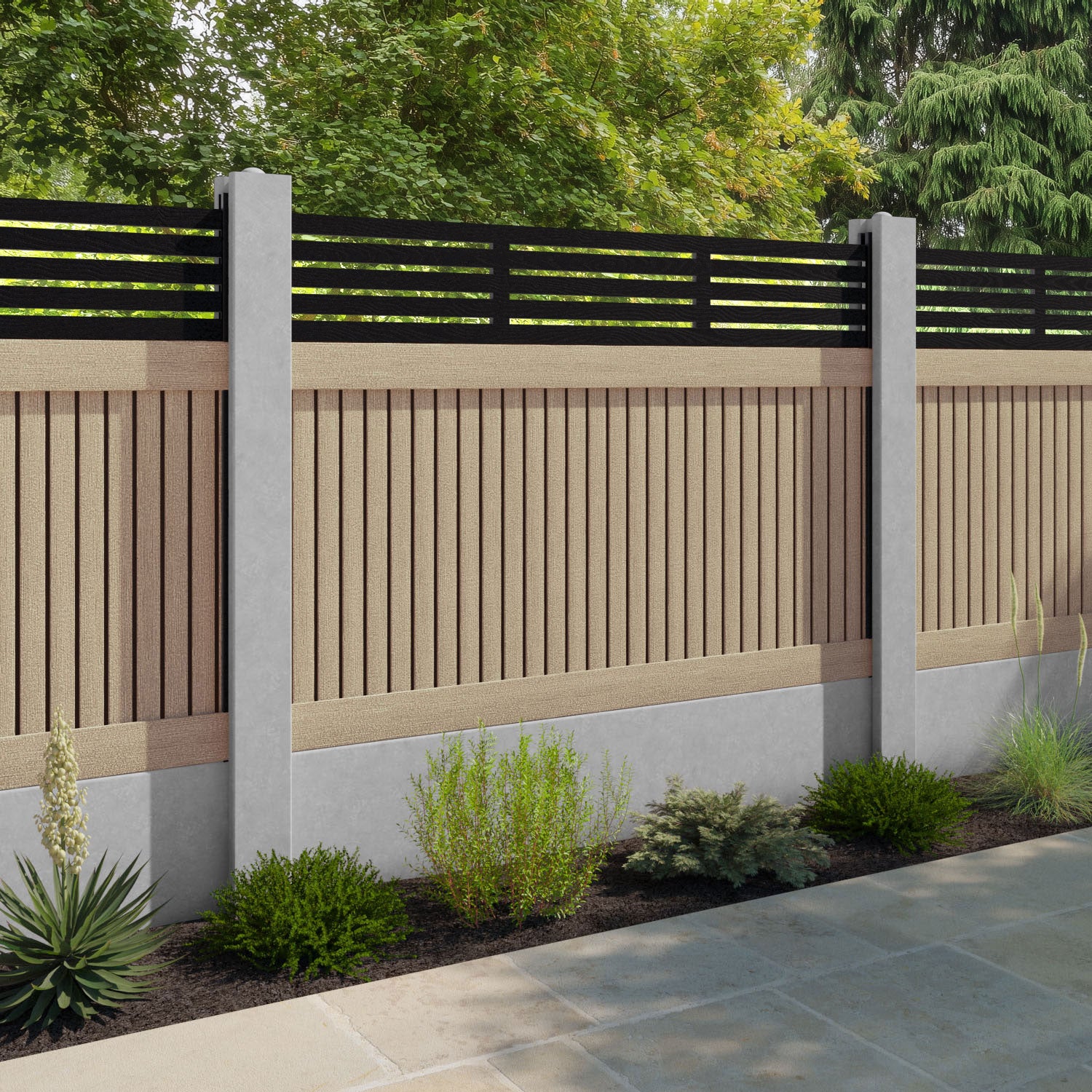 Virtis Aspen Fence Panel - Light Oak - for existing concrete posts