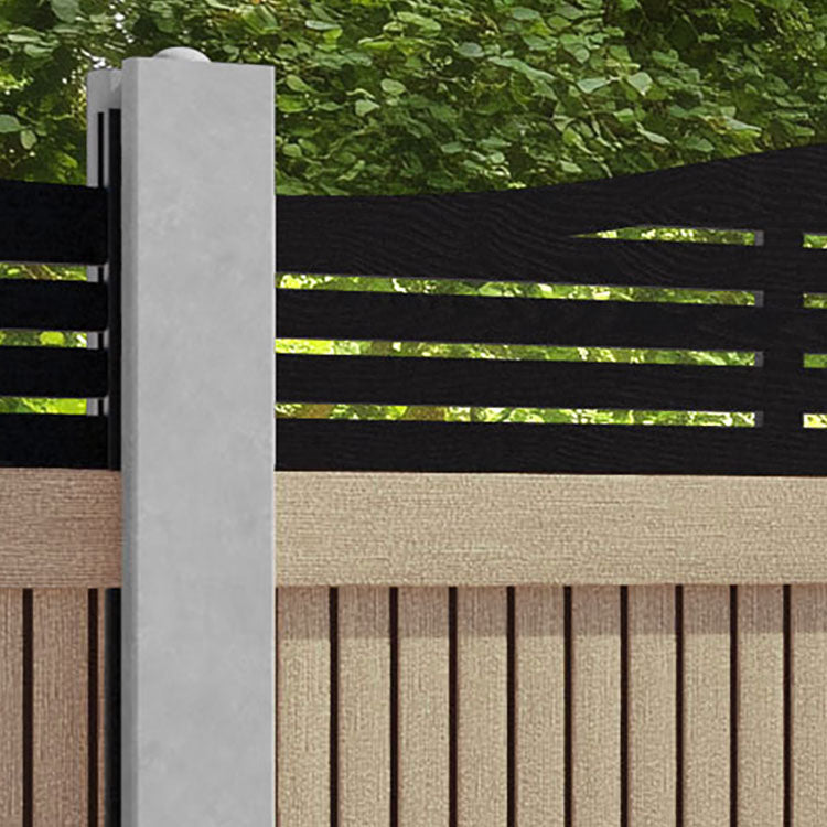 Virtis Aspen Curved Top Fence Panel - Light Oak - for existing concrete posts