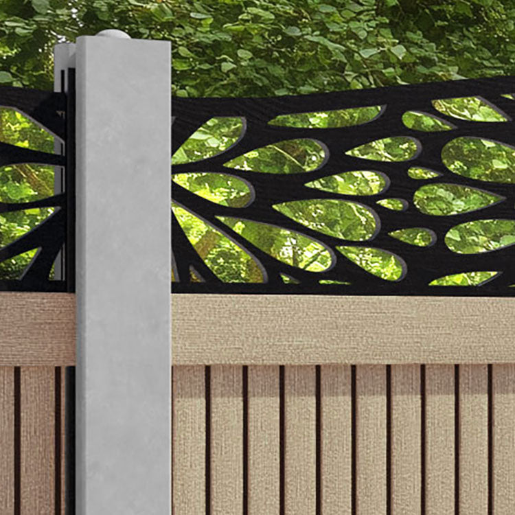 Virtis Blossom Curved Top Fence Panel - Light Oak - for existing concrete posts