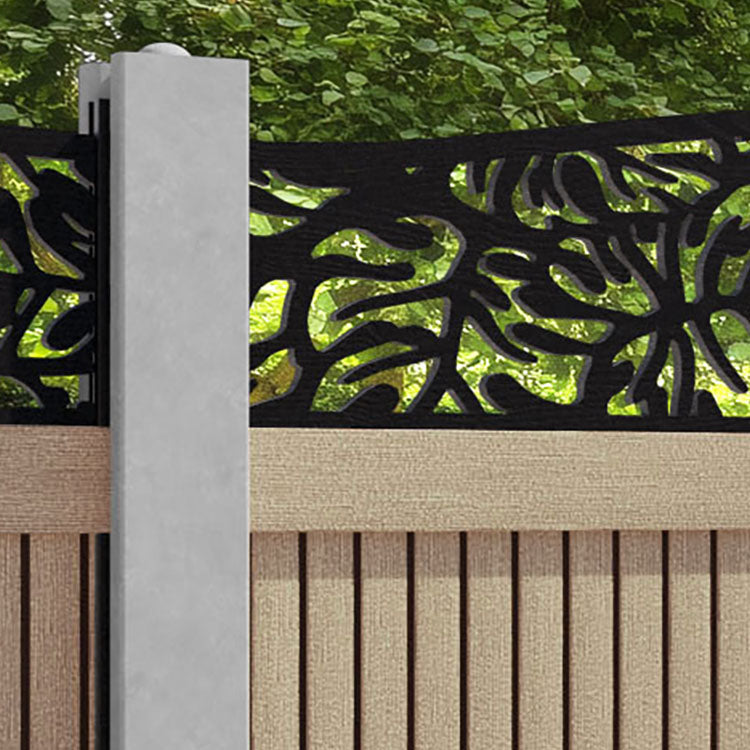 Virtis Botanic Curved Top Fence Panel - Light Oak - for existing concrete posts