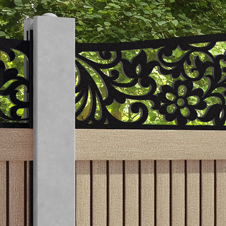 Virtis Eden Curved Top Fence Panel - Light Oak - for existing concrete posts