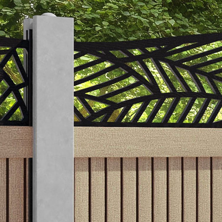 Virtis Habitat Curved Top Fence Panel - Light Oak - for existing concrete posts