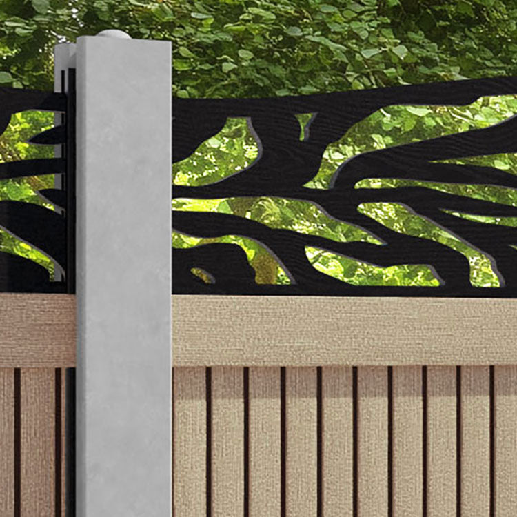 Virtis Malawi Curved Top Fence Panel - Light Oak - for existing concrete posts