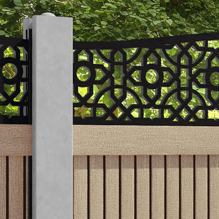Virtis Nabila Curved Top Fence Panel - Light Oak - for existing concrete posts