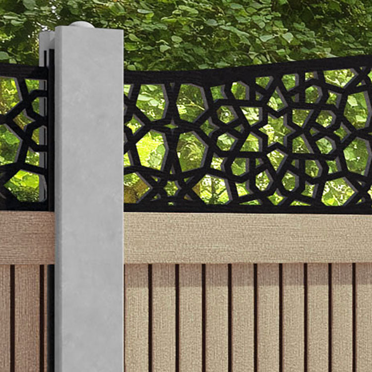 Virtis Nazira Curved Top Fence Panel - Light Oak - for existing concrete posts