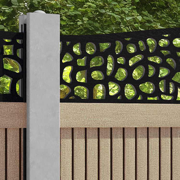 Virtis Pebble Curved Top Fence Panel - Light Oak - for existing concrete posts