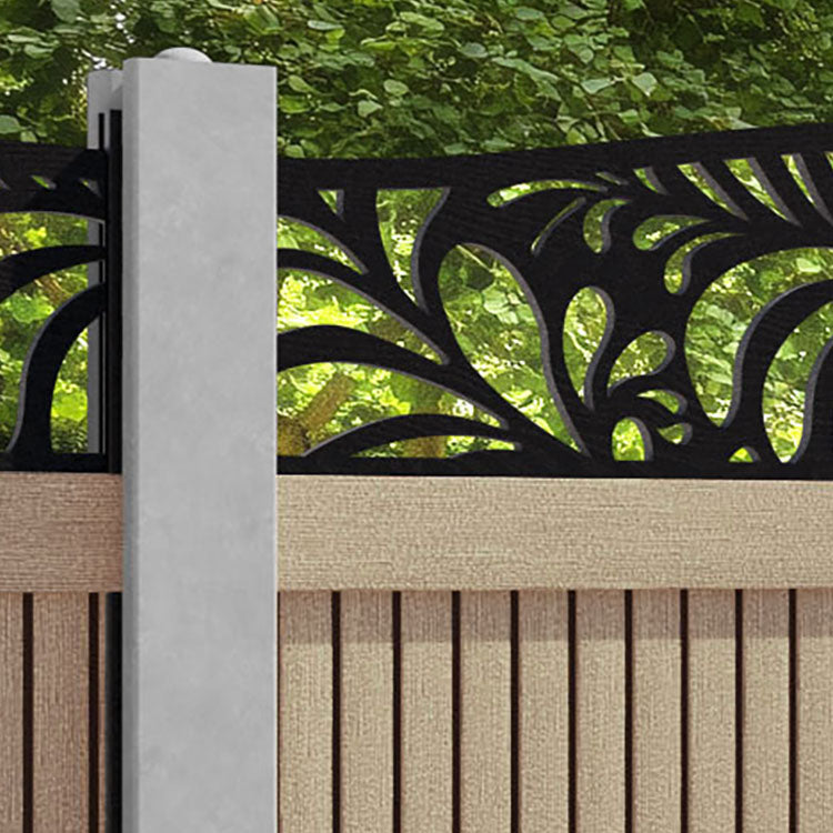 Virtis Petal Curved Top Fence Panel - Light Oak - for existing concrete posts