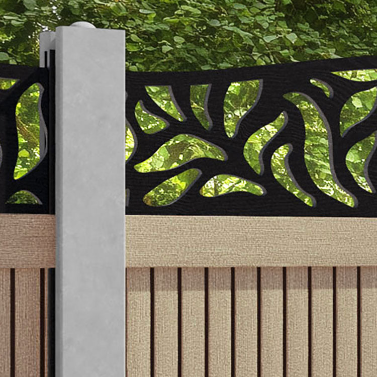 Virtis Plume Curved Top Fence Panel - Light Oak - for existing concrete posts