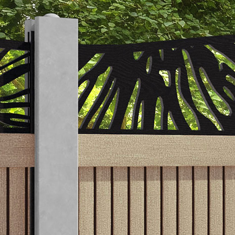 Virtis Poppy Curved Top Fence Panel - Light Oak - for existing concrete posts