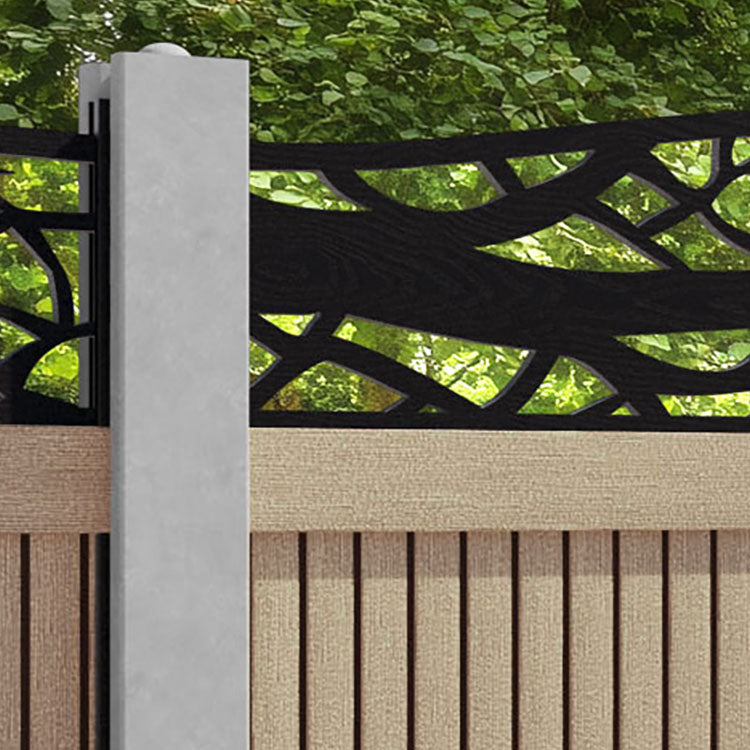 Virtis Twilight Curved Top Fence Panel - Light Oak - for existing concrete posts