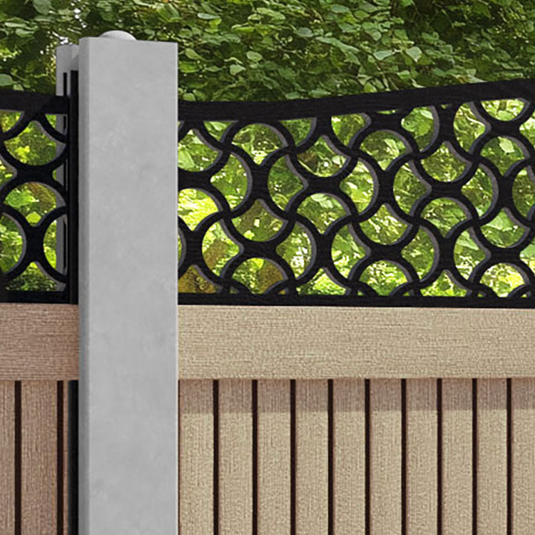 Virtis Vida Curved Top Fence Panel - Light Oak - for existing concrete posts