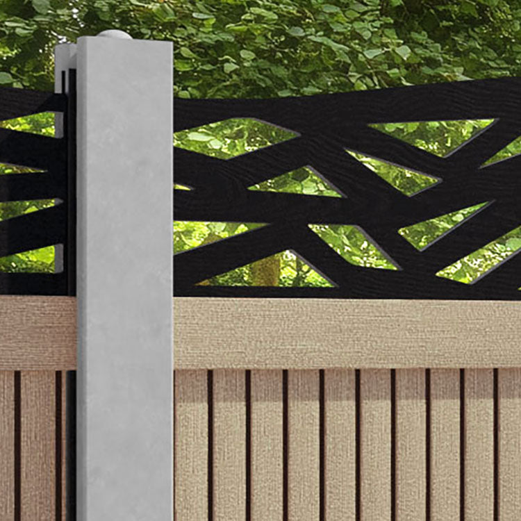 Virtis Zenith Curved Top Fence Panel - Light Oak - for existing concrete posts