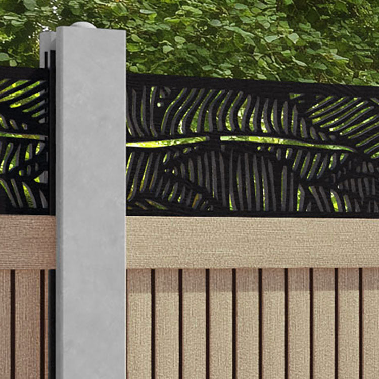 Virtis Feather Fence Panel - Light Oak - for existing concrete posts