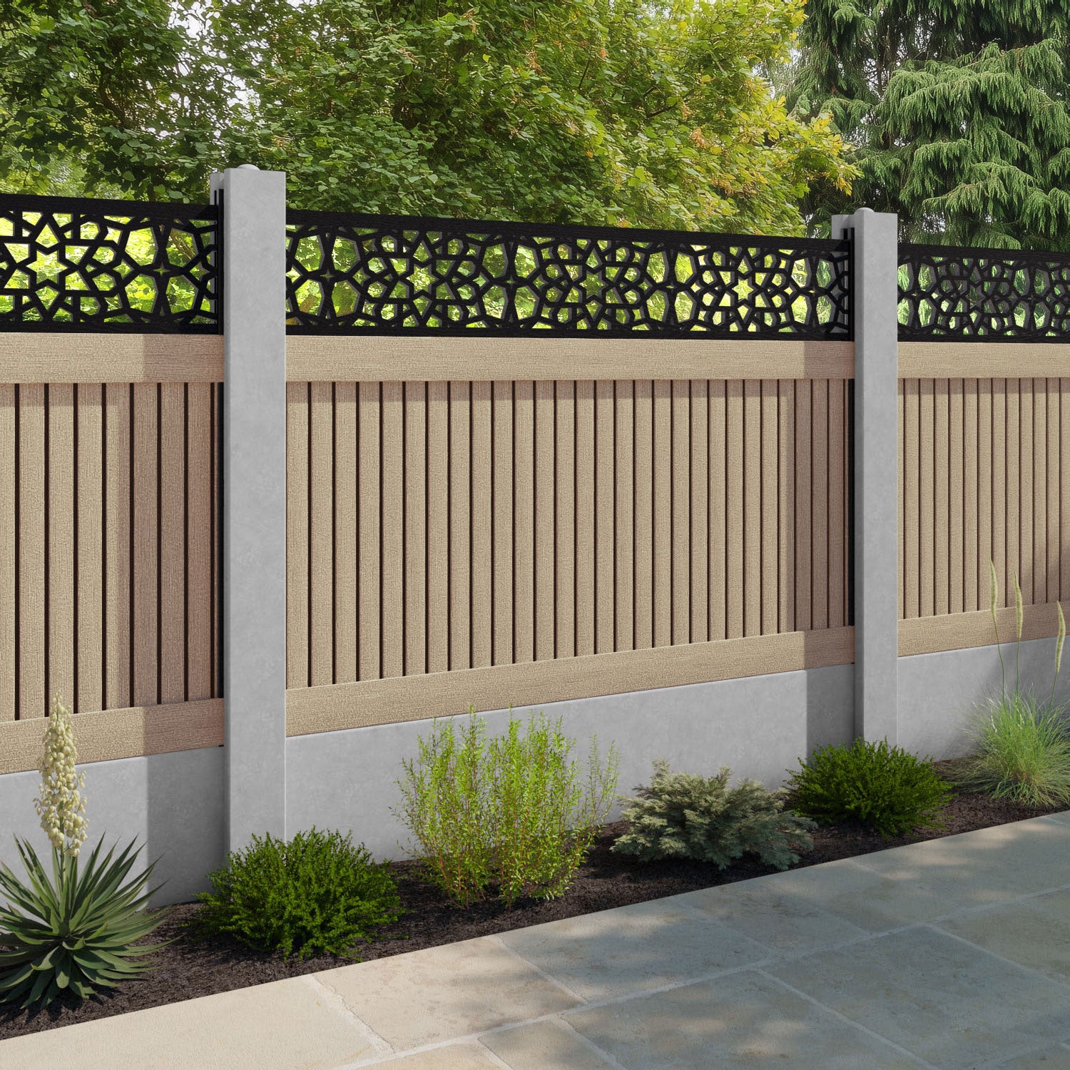 Virtis Nazira Fence Panel - Light Oak - for existing concrete posts