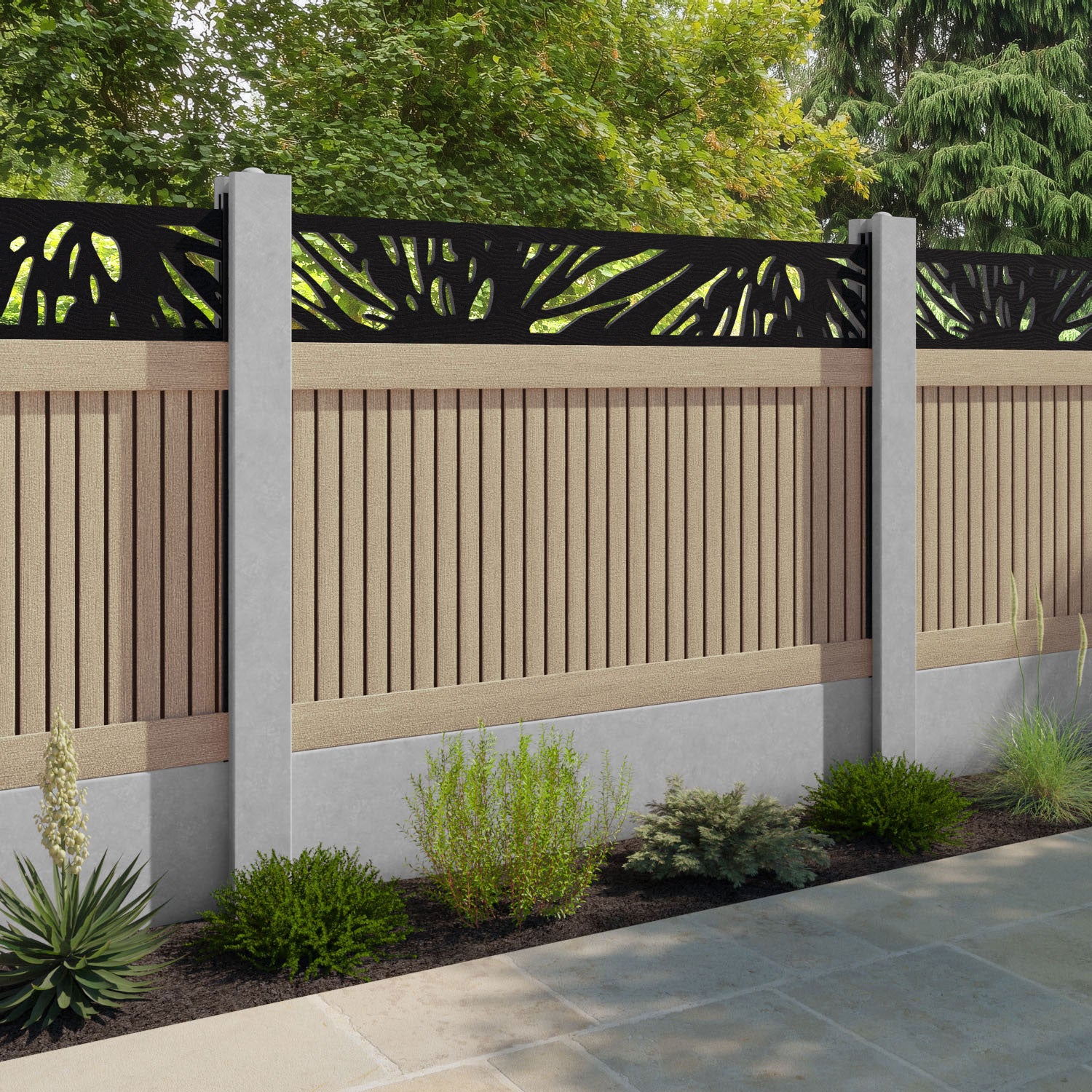 Virtis Poppy Fence Panel - Light Oak - for existing concrete posts
