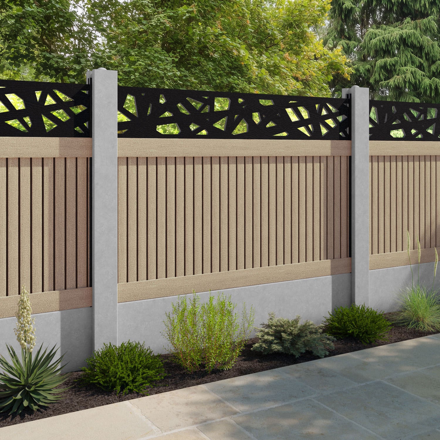 Virtis Prism Fence Panel - Light Oak - for existing concrete posts