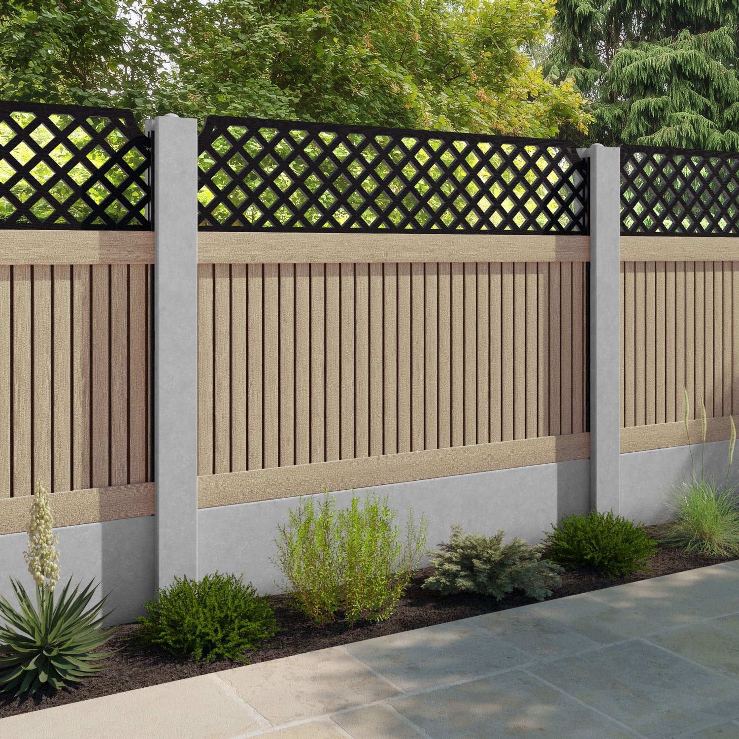 Virtis Regal Hive Fence Panel - Light Oak - for existing concrete posts