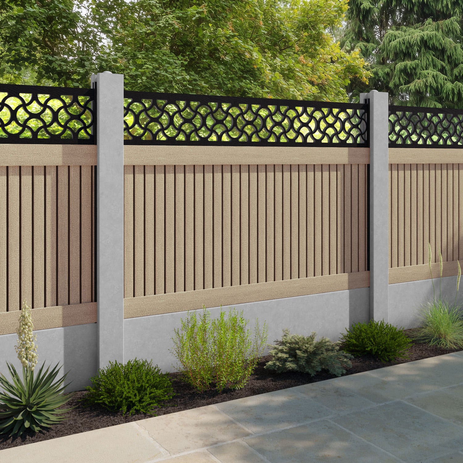Virtis Vida Fence Panel - Light Oak - for existing concrete posts