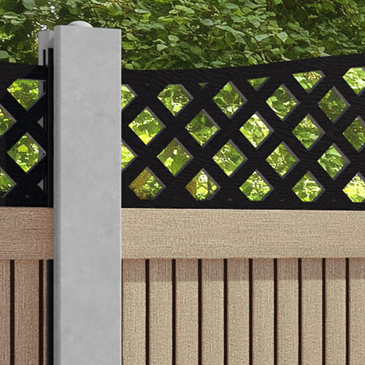 Virtis High Wave Fence Panel - Light Oak - for existing concrete posts