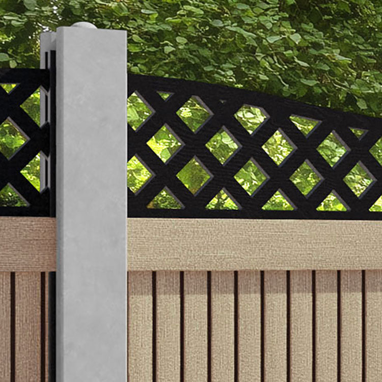Virtis Low Wave Fence Panel - Light Oak - for existing concrete posts