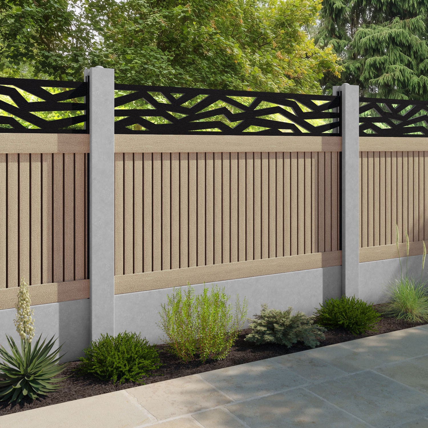 Virtis Zenith Fence Panel - Light Oak - for existing concrete posts
