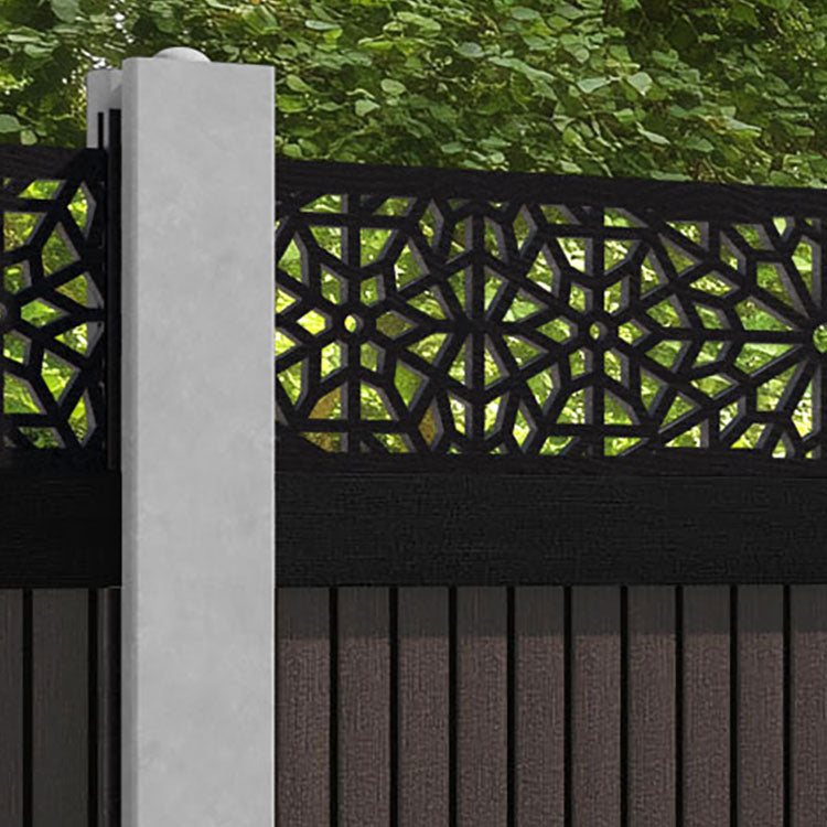 Virtis Alnara Fence Panel - Mid Brown - for existing concrete posts