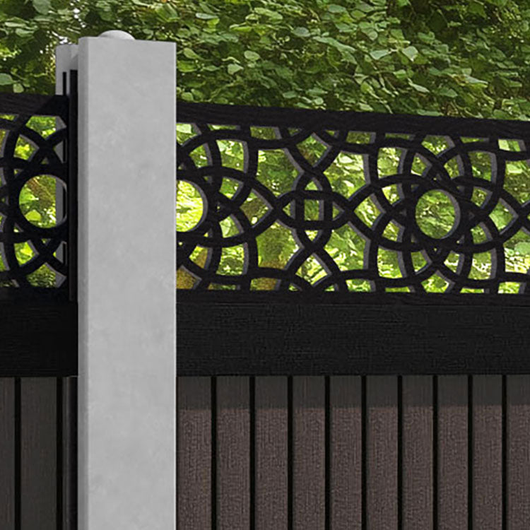 Virtis Ambar Fence Panel - Mid Brown - for existing concrete posts