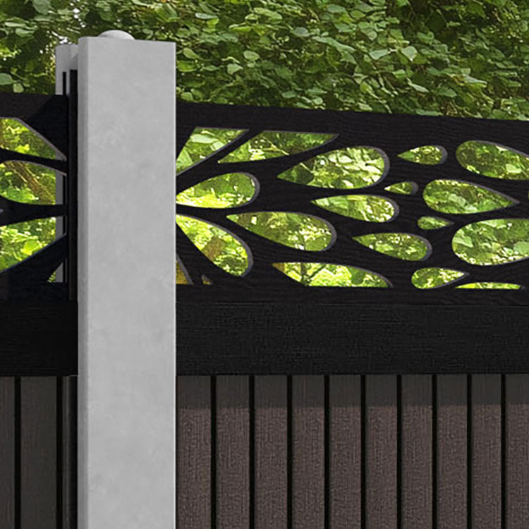 Virtis Blossom Fence Panel - Mid Brown - for existing concrete posts