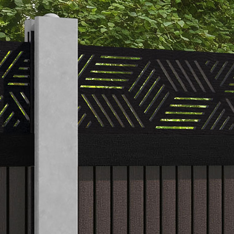 Virtis Cubed Fence Panel - Mid Brown - for existing concrete posts