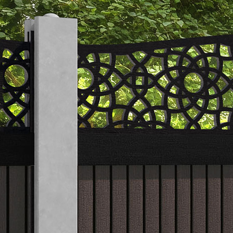 Virtis Ambar Curved Top Fence Panel - Mid Brown - for existing concrete posts