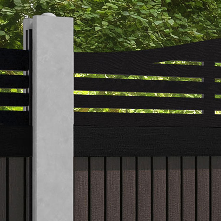 Virtis Aspen Curved Top Fence Panel - Mid Brown - for existing concrete posts