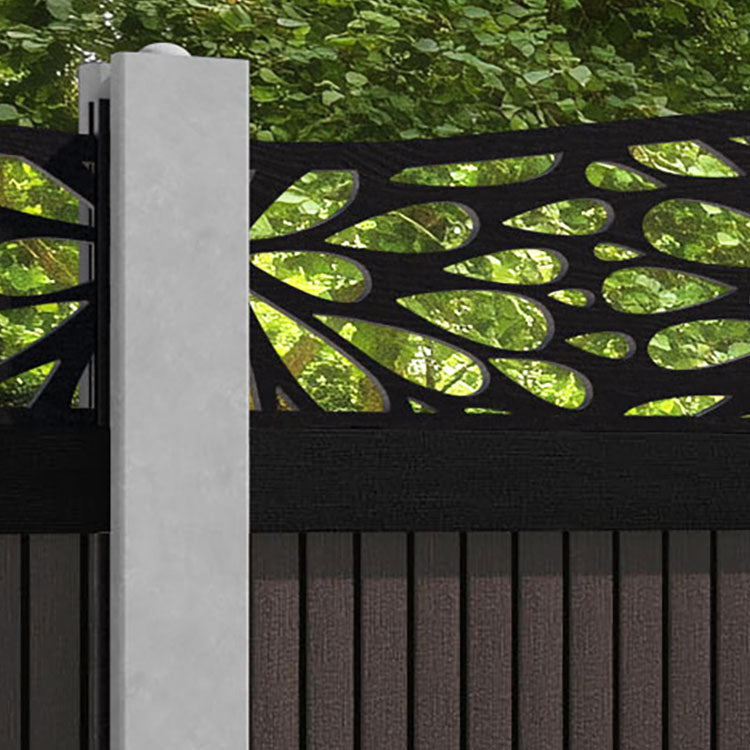 Virtis Blossom Curved Top Fence Panel - Mid Brown - for existing concrete posts