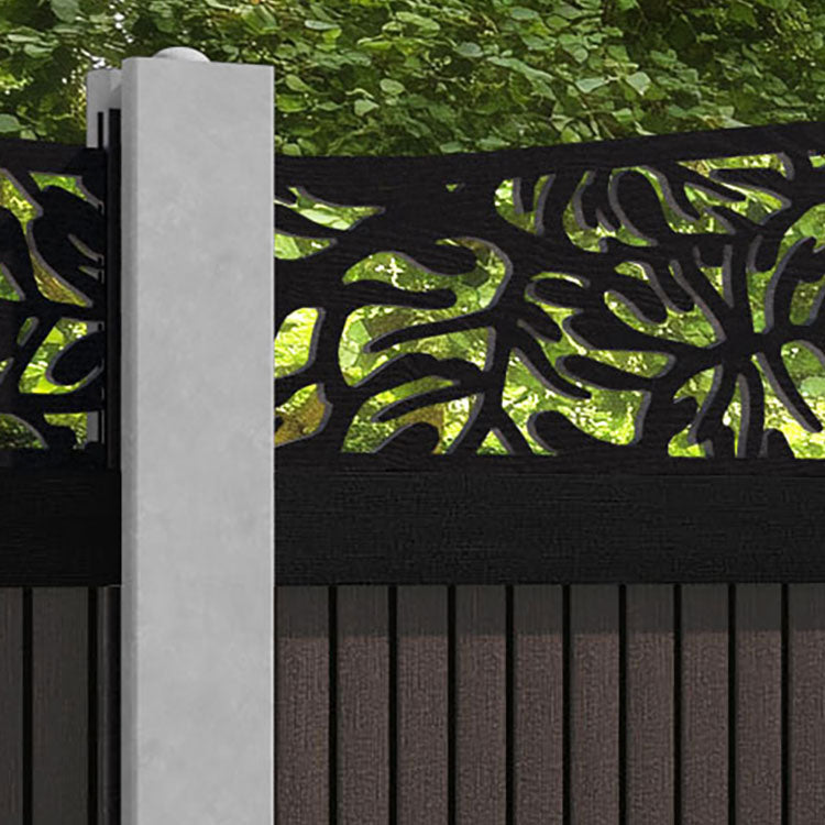 Virtis Botanic Curved Top Fence Panel - Mid Brown - for existing concrete posts