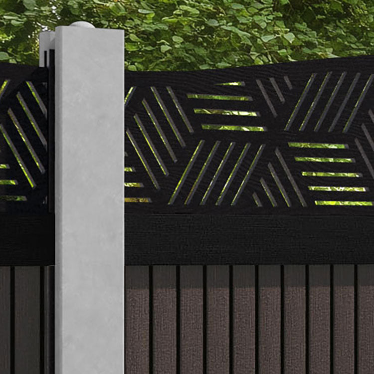 Virtis Cubed Curved Top Fence Panel - Mid Brown - for existing concrete posts
