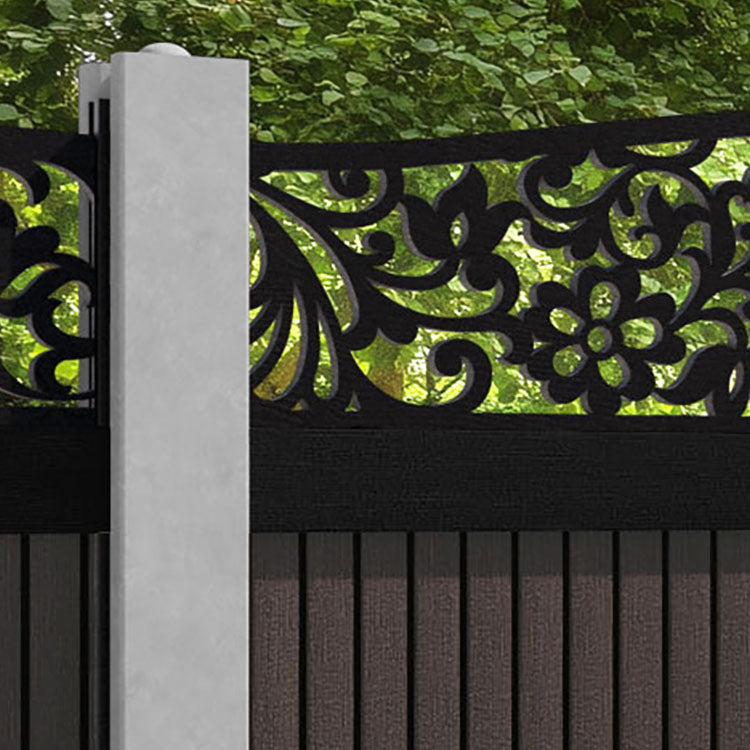Virtis Eden Curved Top Fence Panel - Mid Brown - for existing concrete posts