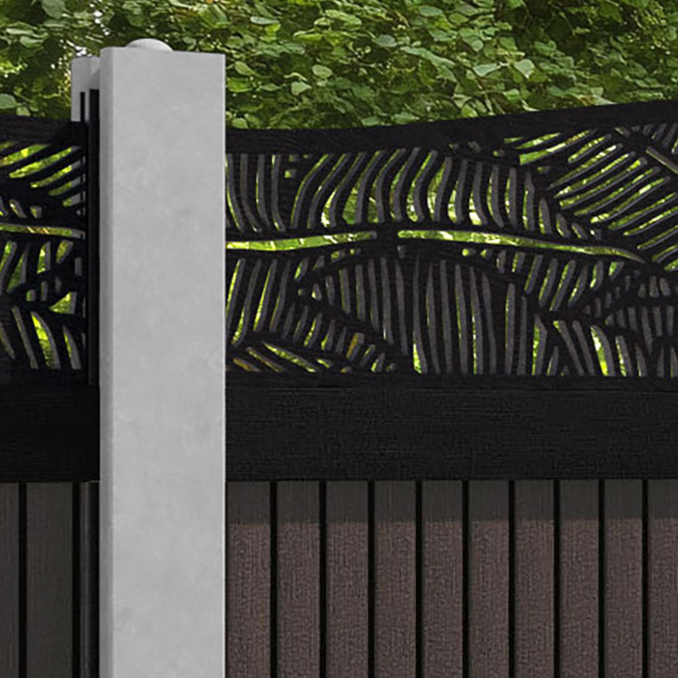 Virtis Feather Curved Top Fence Panel - Mid Brown - for existing concrete posts