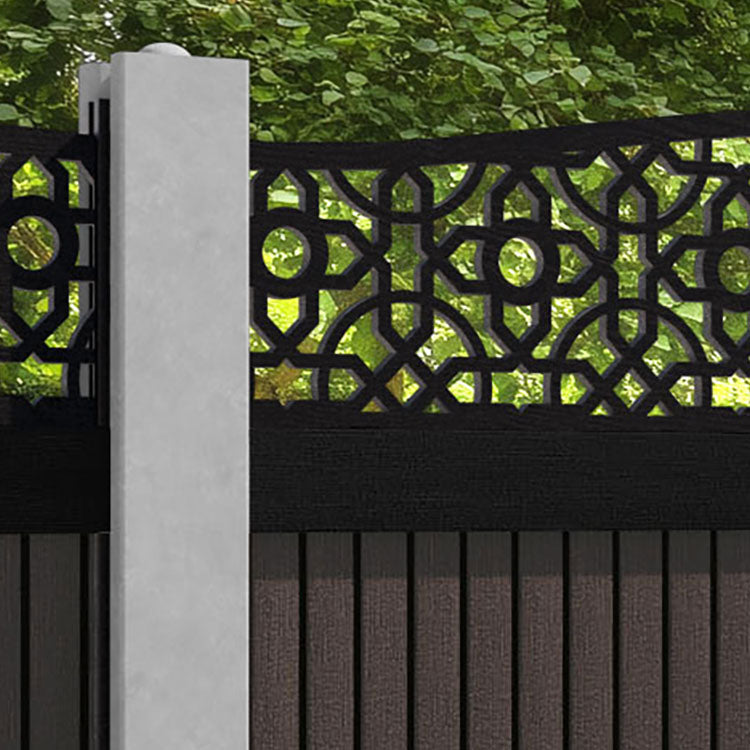 Virtis Nabila Curved Top Fence Panel - Mid Brown - for existing concrete posts