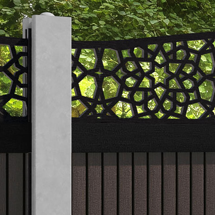 Virtis Nazira Curved Top Fence Panel - Mid Brown - for existing concrete posts