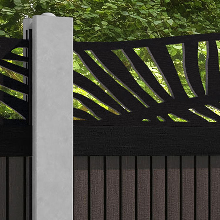 Virtis Palm Curved Top Fence Panel - Mid Brown - for existing concrete posts