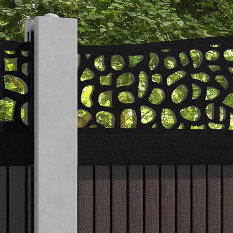 Virtis Pebble Curved Top Fence Panel - Mid Brown - for existing concrete posts