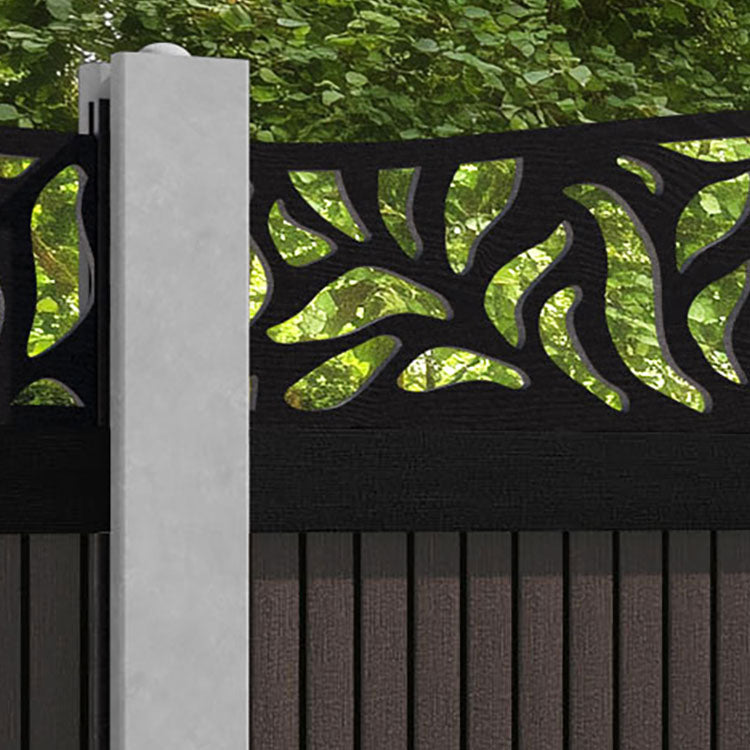 Virtis Plume Curved Top Fence Panel - Mid Brown - for existing concrete posts